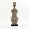 Silver Cowrie-hat African Namji doll 18.5 in — handmade Cameroon beaded figurine