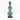 Aqua Blue Cowrie-hat African Namji doll 18.5 in — handmade Cameroon beaded figurine