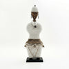 White Beaded-hat African Namji doll 18.5 in — handmade Cameroon beaded figurine