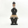 Black Beaded-hat African Namji doll 18.5 in — handmade Cameroon beaded figurine