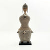 Silver Beaded-hat African Namji doll 18.5 in — handmade Cameroon beaded figurine