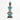 Aqua Blue Beaded-hat African Namji doll 18.5 in — handmade Cameroon beaded figurine