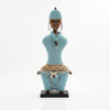 Aqua Blue Beaded-hat African Namji doll 18.5 in — handmade Cameroon beaded figurine