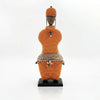 Orange Beaded-hat African Namji doll 18.5 in — handmade Cameroon beaded figurine