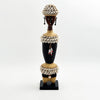 Black Cowrie-hat African Namji doll 17 in — handmade Cameroon beaded figurine