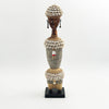 Silver Cowrie-hat African Namji doll 17 in — handmade Cameroon beaded figurine
