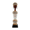 White Cowrie-hat African Namji doll 17 in — handmade Cameroon beaded figurine