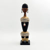 Black Beaded-hat African Namji doll 17 in — handmade Cameroon beaded figurine