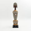 Silver Beaded-hat African Namji doll 17 in — handmade Cameroon beaded figurine