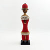 Red Beaded-hat African Namji doll 17 in — handmade Cameroon beaded figurine
