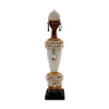 White Beaded-hat African Namji doll 17 in — handmade Cameroon beaded figurine