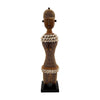 Gold Beaded-hat African Namji doll 17 in — handmade Cameroon beaded figurine
