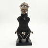 Black Cowrie-hat African Namji doll 13 in — handmade Cameroon beaded figurine