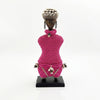 Hot Pink Cowrie-hat African Namji doll 13 in — handmade Cameroon beaded figurine