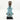 Aqua Blue Cowrie-hat African Namji doll 13 in — handmade Cameroon beaded figurine