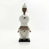 White Beaded-hat African Namji doll 13 in — handmade Cameroon beaded figurine