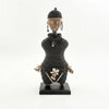 Black Beaded-hat African Namji doll 13 in — handmade Cameroon beaded figurine