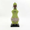 Lime Green Beaded-hat African Namji doll 13 in — handmade Cameroon beaded figurine