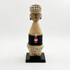 Black Cowrie-hat African Namji doll 13 in rounded — handmade Cameroon beaded figurine