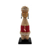 Red Cowrie-hat African Namji doll 13 in rounded — handmade Cameroon beaded figurine