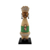 Green Cowrie-hat African Namji doll 13 in rounded — handmade Cameroon beaded figurine