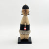 Black Beaded-hat African Namji doll 13 in rounded — handmade Cameroon beaded figurine