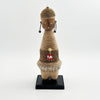 Gold Beaded-hat African Namji doll 13 in rounded — handmade Cameroon beaded figurine