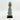 Aqua Blue Beaded-hat African Namji doll 13 in rounded — handmade Cameroon beaded figurine