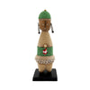 Green Beaded-hat African Namji doll 13 in rounded — handmade Cameroon beaded figurine