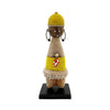 Yellow Beaded-hat African Namji doll 13 in rounded — handmade Cameroon beaded figurine