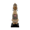 Silver Beaded-hat African Namji doll 13 in rounded — handmade Cameroon beaded figurine