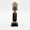 Black Cowrie-hat African Namji doll 9.5 in — handmade Cameroon beaded figurine