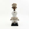 White Cowrie-hat African Namji doll 11 in — handmade Cameroon beaded figurine