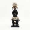 Black Cowrie-hat African Namji doll 11 in — handmade Cameroon beaded figurine