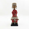 Red Cowrie-hat African Namji doll 11 in — handmade Cameroon beaded figurine