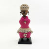 Hot Pink Cowrie-hat African Namji doll 11 in — handmade Cameroon beaded figurine