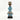 Aqua Blue Cowrie-hat African Namji doll 11 in — handmade Cameroon beaded figurine