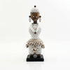 White Beaded-hat African Namji doll 11 in — handmade Cameroon beaded figurine
