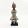 Silver Beaded-hat African Namji doll 11 in — handmade Cameroon beaded figurine