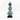 Aqua Blue Beaded-hat African Namji doll 11 in — handmade Cameroon beaded figurine