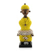Yellow Beaded-hat African Namji doll 11 in — handmade Cameroon beaded figurine