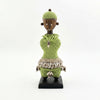Lime Green Beaded-hat African Namji doll 11 in — handmade Cameroon beaded figurine