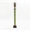 Lime Green Cowrie-hat African Namji doll 32" — handmade Cameroon beaded figurine