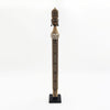 Gold Beaded-hat African Namji doll 32" — handmade Cameroon beaded figurine