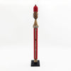 Red Beaded-hat African Namji doll 32" — handmade Cameroon beaded figurine
