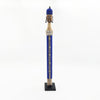 Cobalt Blue Beaded-hat African Namji doll 32" — handmade Cameroon beaded figurine