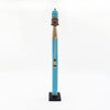 Aqua Blue Beaded-hat African Namji doll 32" — handmade Cameroon beaded figurine