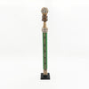 Green Cowrie-hat African Namji doll 24" — handmade Cameroon beaded figurine