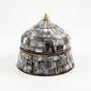 large Smoke purple brass and bone decorative box, studio view 1