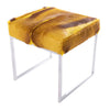 African Upholstered Springbok Metal Bench In Yellow Bench by Outpost Original